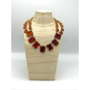 Kate Spade New York Coated Confetti Pink Orange Purple Necklace Gold Tone